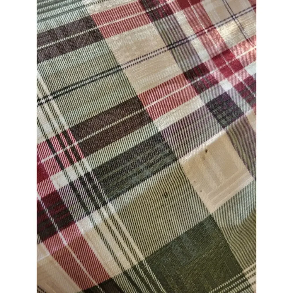 Living Quarters Green Red Plaid Oval Dining Table Linens Tablecloth 60